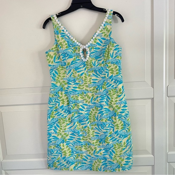 Lilly Pulitzer vintage Mimosa Everglades Alligator Shift Mini Dress 26512 - Picture 1 of 7